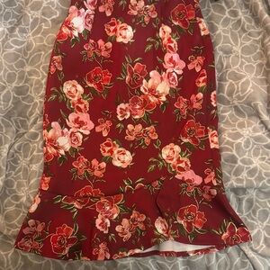 Floral Red Women's Skirt